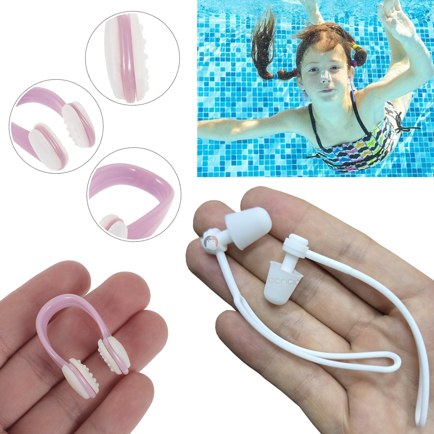 Miniatura 5 de Tapones Para Oídos Y Nariz Natación Sili